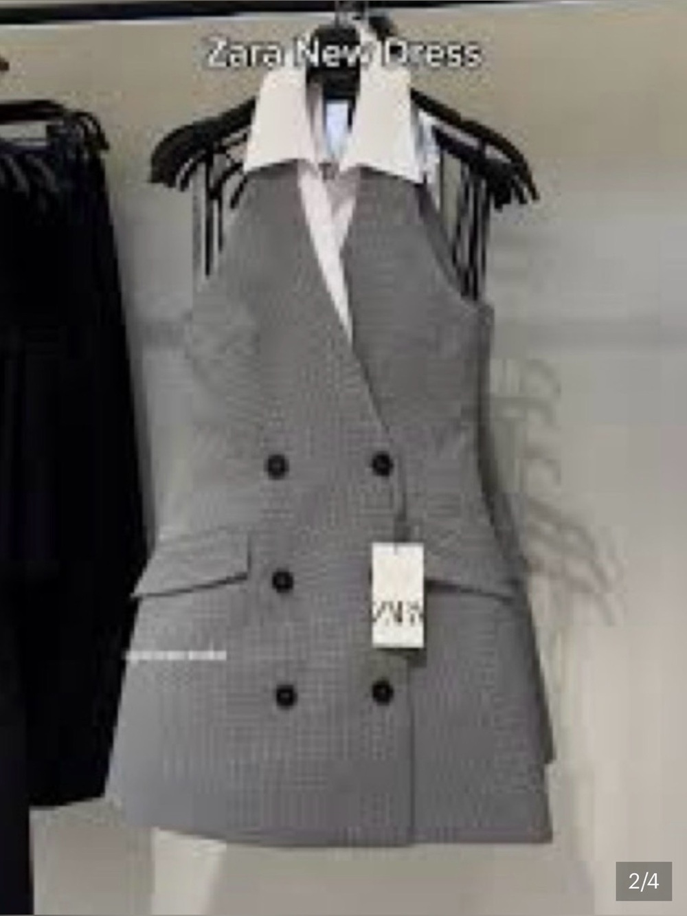 🚨24 Hour Sale 🚨 Zara Double-Breasted Grey Sleeveless Blazer Dress - Picture 7 of 7